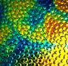 90 Aurora Borealis Cyan Copper CBS Dichroic on Clear Hammered Thin Glass