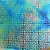 90 Sand Carved Pattern # 021 Broken Circles, Aurora Borealis G-Pink Dichroic on Blue/Green Swirl Glass