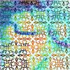 90 Sand Carved Pattern #035 Celtic Knots,  Fusion Cyan Red CBS Dichroic on Olive Glass