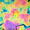 90 Sand Carved Pattern #044 Large Mandela, Fusion G-Magenta Blue CBS Dichroic on Midnight Blue Glass