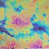 90 Sand Carved Pattern #046 Starburst, Fusion Green Magenta CBS Dichroic on Clear Glass