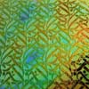 90 Sand Carved Pattern #064 Swimmers, Aurora Borealis Salmon Dichroic on Sunset Coral Glass