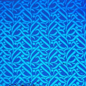 90 Sand Carved Pattern #064 Swimmers, Pink Teal CBS Dichroic on Black Glass