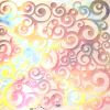 90 Sand Carved Pattern #109 Curls, Aurora Borealis Candy CBS Dichroic on Clear Glass