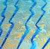 90 Sand Carved Pattern #133 Waves, CBS Dichroic Voltage Cyan Red on Turquoise and Blue Streaky Glass