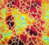 90 Sand Carved Pattern #153 Mixed Hearts, Aurora Borealis Candy CBS Dichroic on Teal Glass