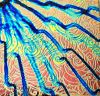 90 Sand Carved Pattern #163 Mermaid Curls, Voltage Salmon CBS Dichroic on Black Glass