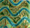 90 Sand Carved Pattern #183 Banana Flower, CBS Dichroic Twizzle Candy on Lt. Green Glass