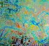 90 Sand Carved Pattern #191 Europe, Fusion Mixture CBS Dichroic  on Smokey Glass