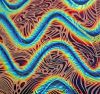 90 Sand Carved Pattern #193 Psychedelic, Twizzle Black Cherry CBS Dichroic on Gray OP Glass