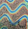 90 Sand Carved Pattern #195 Flower Garden 2, Twizzle Candy CBS  Dichroic on ClearGlass