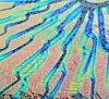 90 Sand Carved Pattern #200 Twisty Town, Voltage Salmon CBS Dichroic on Clear Glass