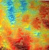 90 Sand Carved Pattern #133 Waves, Aurora Borealis Candy CBS Dichroic on Opal Brown Glass