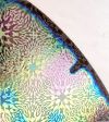 90 Sand Carved (Pie Shaped Corner) Pattern #046 Starburst, Aurora Borealis G-Pink CBS Dichroic on Med Brown Glass