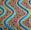 90 Sand Carved Pattern #222 Dancing Hearts, Twizzle Black Cherry CBS Dichroic on Gray Op Glass