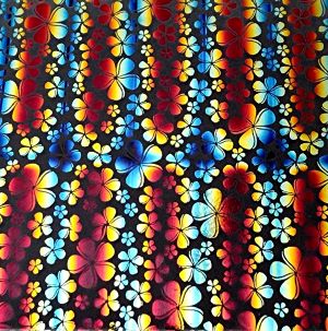 90 Pre Made Etched Pattern #208 Small Round Plumeria, RBA Candy CBS Dichroic on Thin Clear  Glass