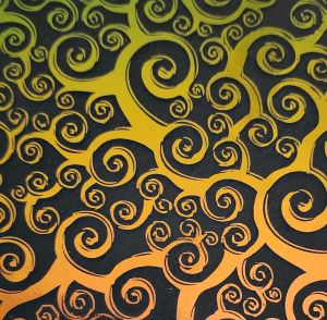 96 Pre Made Etched Pattern #140 Curly Waves, RB2 #1 CBS Dichroic on Thin Clear Glass