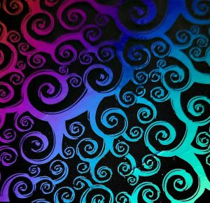 96 Pre Made Etched Pattern #140 Curly Waves, RB2 #2 CBS Dichroic on Thin Clear Glass