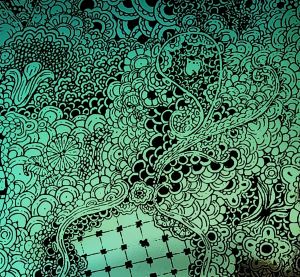 96 Pre Made Etched Pattern #171 East Indian Lace, R-Silver Blue CBS Dichroic on System 96 Thin Black Glass