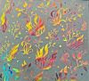 96 Pre Made Etched Pattern #199 Seaweed #2, Aurora Borealis Candy CBS Dichroic on Vintage System 96 Clear Glass