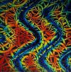 96 Pre Made Etched Pattern #036 Twisted, Twizzle Candy CBS Dichroic on Thin Black Glass