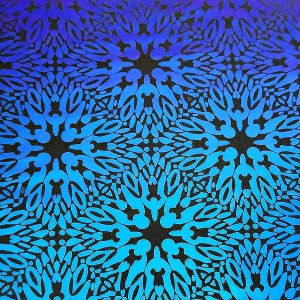 96 Pre Made Etched Pattern #046 Starburst, Green Magenta CBS Dichroic on Thin Clear Glass