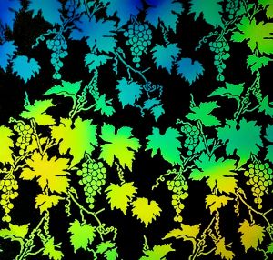96 Pre Made Etched Pattern #095 Grapes, Aurora Borealis RB2 CBS Dichroic on System 96 Thin Black Glass