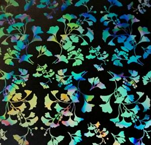 96 Pre Made Etched Pattern #104 Small Ginkgo, Reptilian CBS Dichroic on System 96 Thin Black  Glass