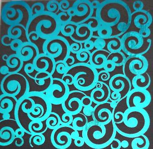 96 Pre Made Etched Pattern #109 Curls, Pink Teal CBS Dichroic on Thin Clear Glass