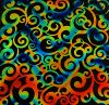 96 Pre Made Etched Pattern #109 Curls, Twizzle Candy Dichroic on Thin Black Glass