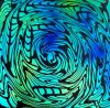 96 Pre Made Etched Pattern #116 Vortex 2, Aurora Borealis Cyan Copper CBS Dichroic on Spectrum Thin Clear Glass
