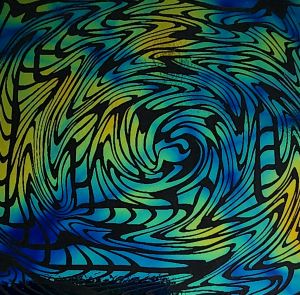 96 Pre Made Etched Pattern #116 Vortex 2, Pixie Stix Cyan Copper CBS Dichroic on System 96 Thin Black Glass