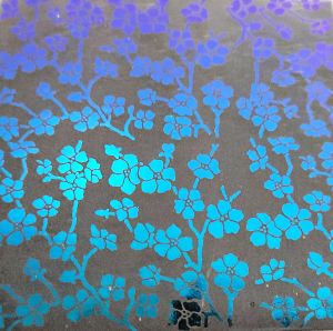 96 Pre Made Etched Pattern #127 Cherry Blossom, Crinkle Purple CBS Dichroic on Thin Clear Glass