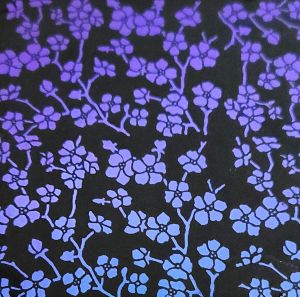 96 Pre Made Etched Pattern #127 Cherry Blossom, Crinkle Purple CBS Dichroic on Thin Black Glass