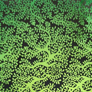96 Pre Made Etched Pattern #137 Ming Tree, Cyan Copper CBS Dichroic on Thin Clear Glass