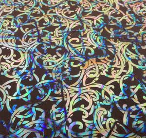 96 Pre Made Etched Pattern #147 Nouveau Curls, Fusion Mixture Dichroic on Thin Black Glass