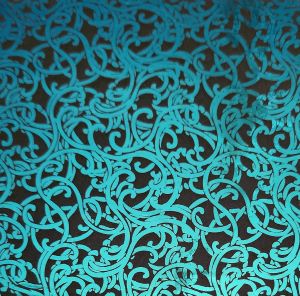 96 Pre Made Etched Pattern #147 Nouveau Curls, Pink Teal CBS Dichroic on Thin Clear Glass