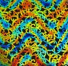 96 Pre Made Etched Pattern #147 Nouveau Curls, Twizzle Cyan Dark Red CBS Dichroic on Thin Black Glass