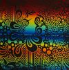 96 Pre Made Etched Pattern #165 1960's Album Art, RBC Candy CBS Dichroic on Thin Black Glass