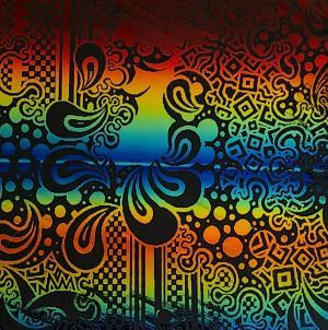 96 Pre Made Etched Pattern #165 1960's Album Art, RBC Candy CBS Dichroic on Thin Black Glass