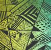 96 Pre Made Etched Pattern #169 Geometric Patchwork, RB2 CBS Dichroic on Thin Clear Glass