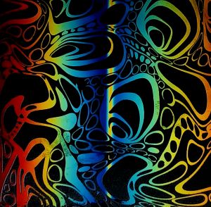 96 Pre Made Etched Pattern #192 Cell Slide, RBC Candy CBS Dichroic on Thin Black Glass