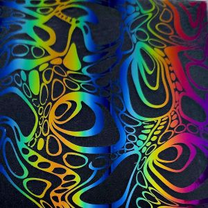 96 Pre Made Etched Pattern #192 Cell Slide, RBC Green Magenta CBS Dichroic on Thin Clear Glass