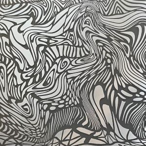 96 Sand Carved Pattern #193 Psychedelia, R-Silver Blue CBS Dichroic on System 96 Thin Clear Glass
