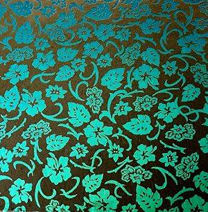 96 Pre Made Etched Pattern #216 Sakura & Philodendron, P-Teal CBS Dichroic on Thin Clear Glass