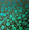 96 Pre Made Etched Pattern #216 Sakura & Philodendron, P-Teal Dichroic on Thin Clear Glass