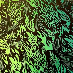 96 Pre Made Etched Pattern #231 Flame, Aurora Borealis Blue Gold CBS Dichroic on Thin Clear Glass