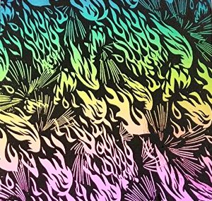 96 Pre Made Etched Pattern #231 Flame, Rainbow 2 CBS Dichroic on Thin Black Glass