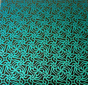 96 Pre Made Etched Pattern #223 Swirling Net, P-Teal CBS Dichroic on Thin Clear Glass