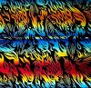 96 Pre Made Etched Pattern #231 Flame, Rainbow B Candy CBS Dichroic on Thin Black Glass